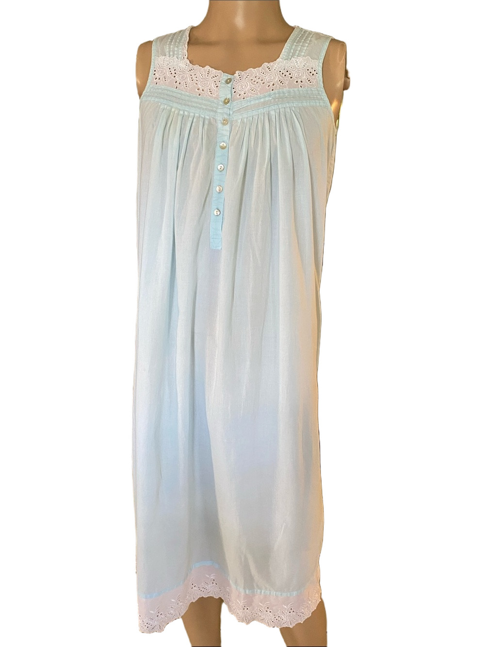 Eileen West Pale Blue Lace-Trim Maxi Skirt